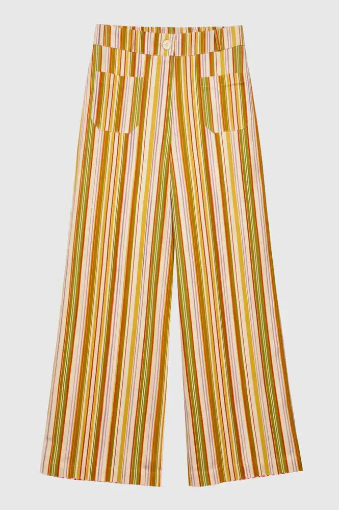 An'ge Rosina Yellow & Lime Striped Trousers - The Mercantile London