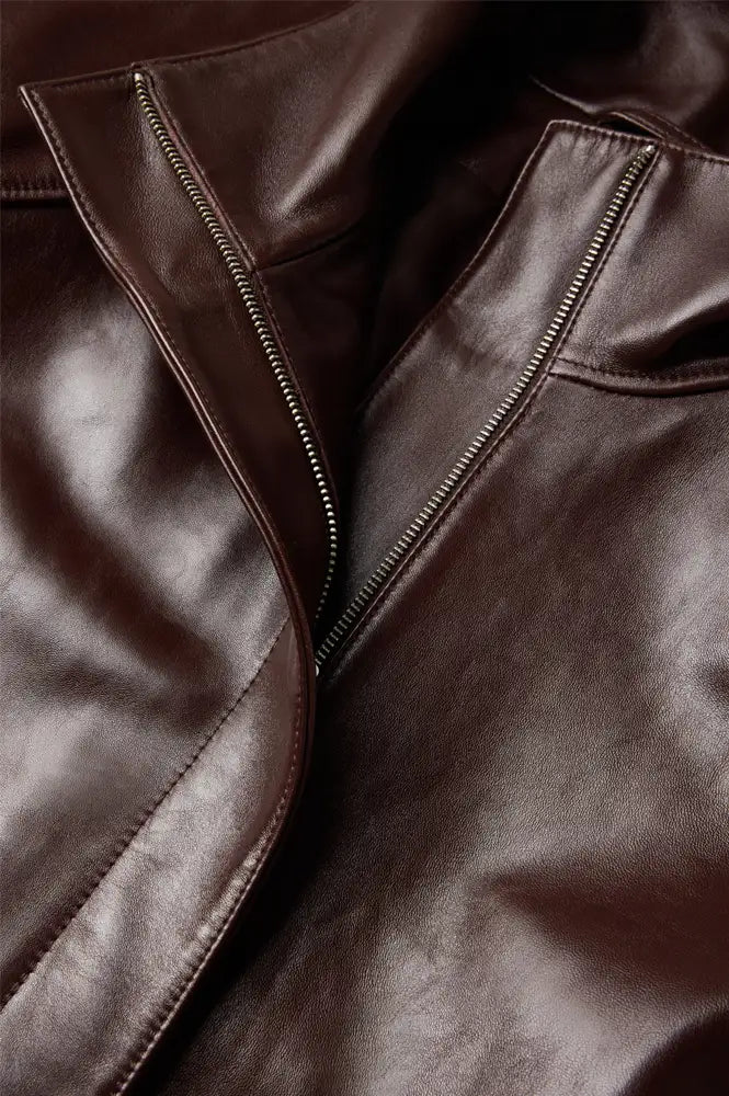 Soeur Gamma Burgundy Glazed Leather Raglan Jacket
