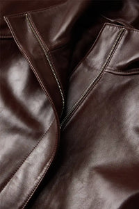 Soeur Gamma Burgundy Glazed Leather Raglan Jacket