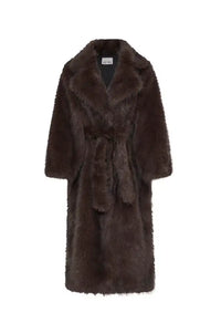 ICHI Havuza Chocolate Brown Melange Fur Coat