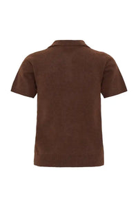 ICHI Dasila Chicory Harlequin Knitted Polo Top