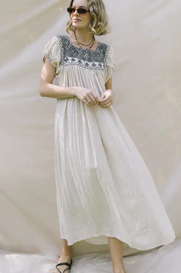 Arifah Studio Chiapas Black Embroidered Dress