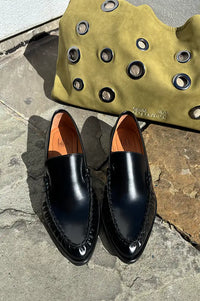 Billi Bi Polido Black Pointed Loafers - The Mercantile London