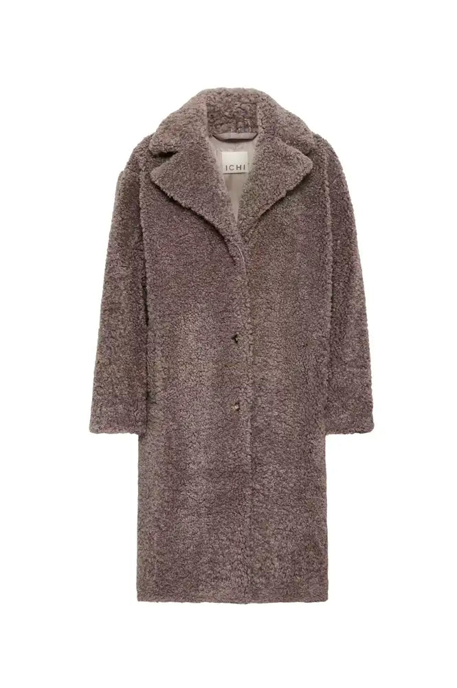 ICHI Halavala Falcon Grey Shearling Coat