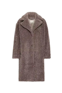 ICHI Halavala Falcon Grey Shearling Coat