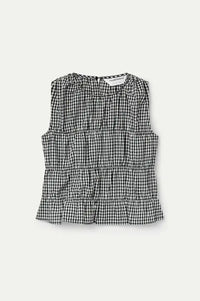 Compania Fantastica Black Gingham Ruched Top