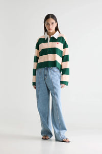 Bellerose Felito Bottle Green Stripe Polo Top