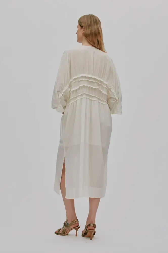 Rabens Saloner Ina Chalk Gathered Dress - The Mercantile London