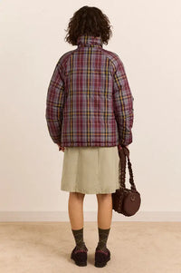 Damson Madder Opal Reversible Plum Check Puffer