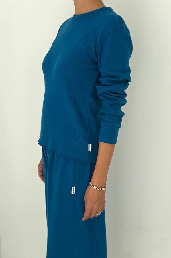 Le Bon Shoppe Pointelle Fundamental Sea Blue Top