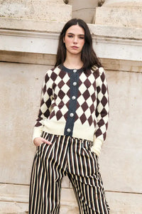 Sophie + Lucie Harlequin Brown Knitted Cardigan