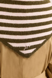 Damson Madder Olive and Pink Stripe Triangle Scarf