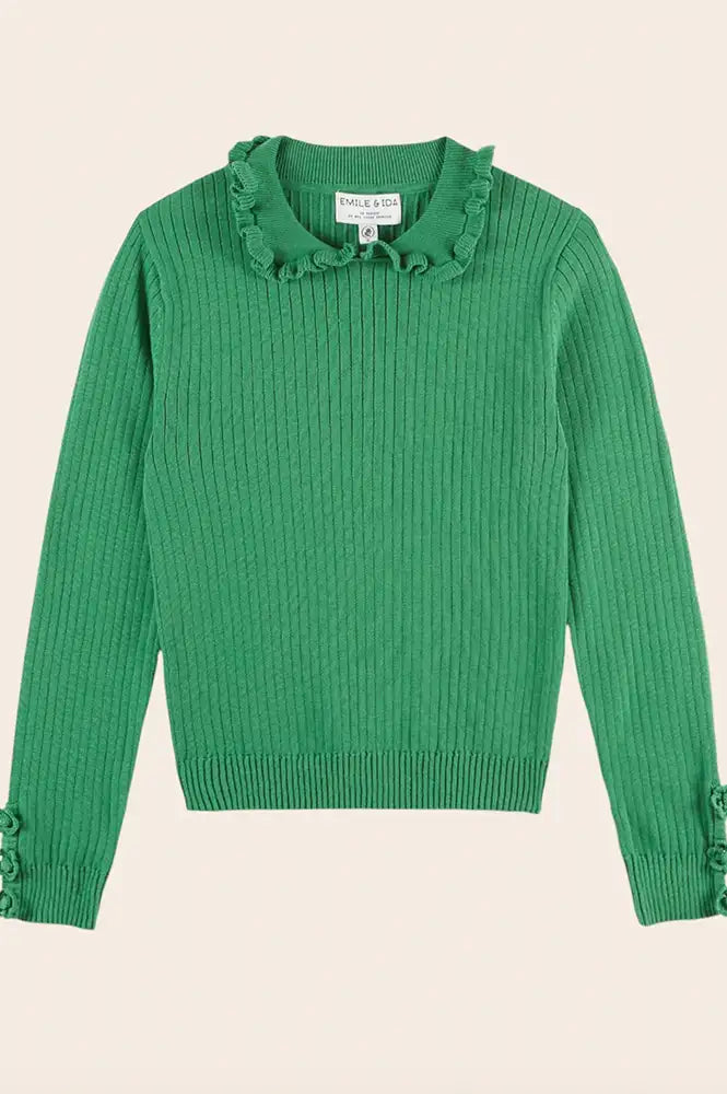 Emile Et Ida Eliane Olive Green Knitted Jumper