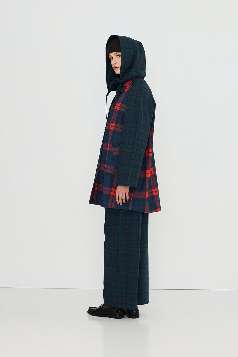 The Tiny Big Sister Check Hood Trench Coat