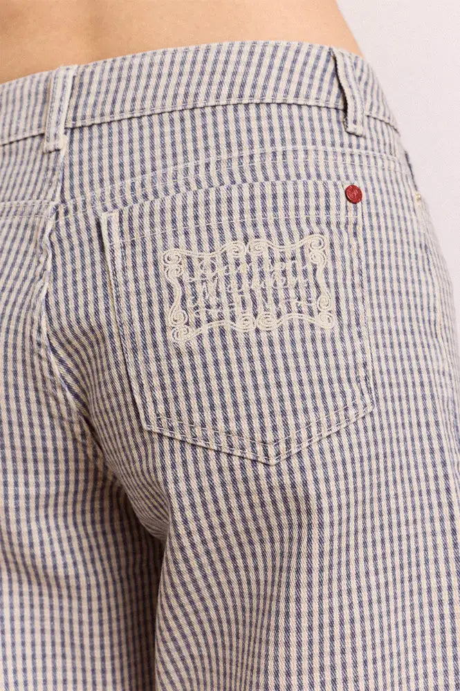 Damson Madder Anya Navy Checked Capri Jeans