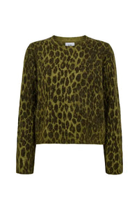 Numph Riette Calla Green Leopard Jumper