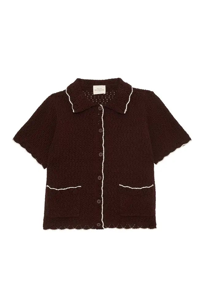 Petite Mendigote Mina Chocolate Knitted Shirt - The Mercantile London