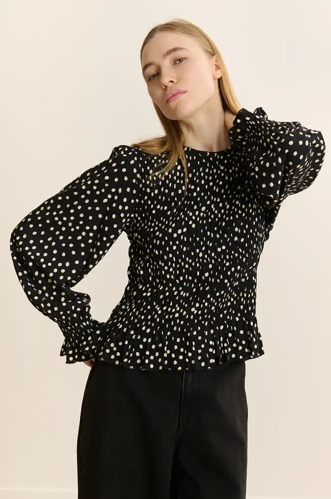 Garance Dean Polka Dot Smocked Blouse