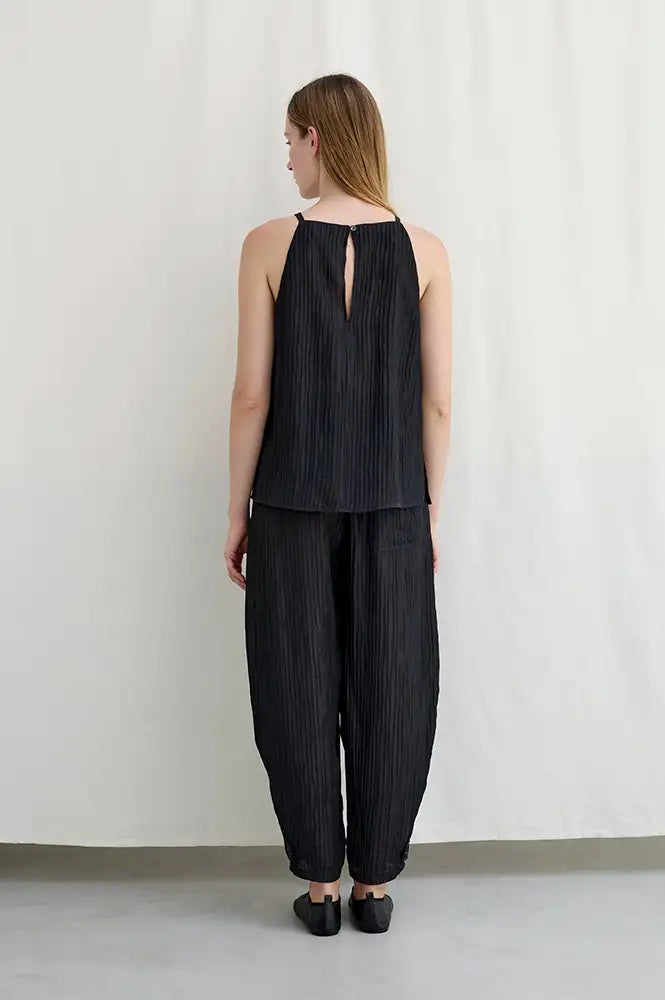 Diarte Luna Wrinckle Black Trousers - The Mercantile London