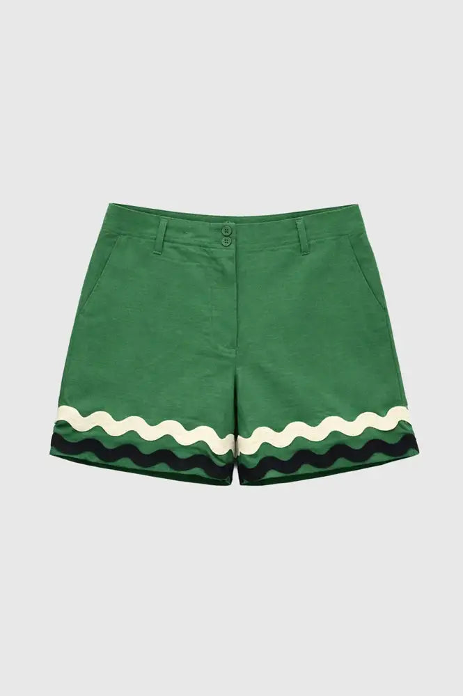 An'ge Ravine Green Ric Rac Shorts