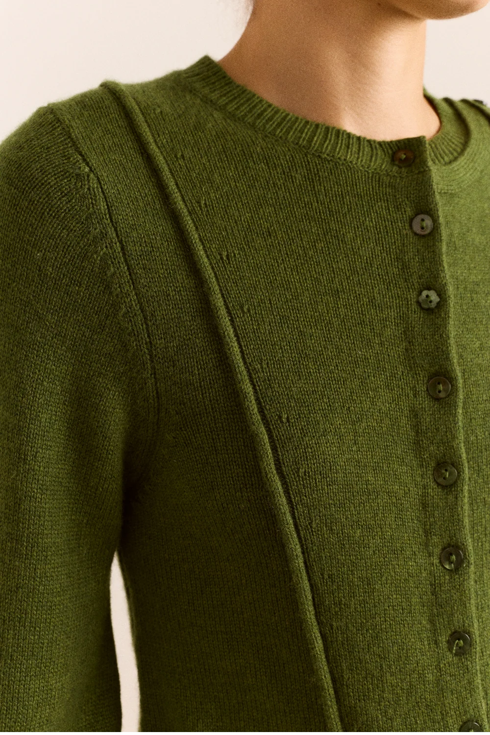 Damson Madder Marla Green Wool Cardigan