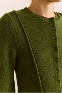 Damson Madder Marla Green Wool Cardigan
