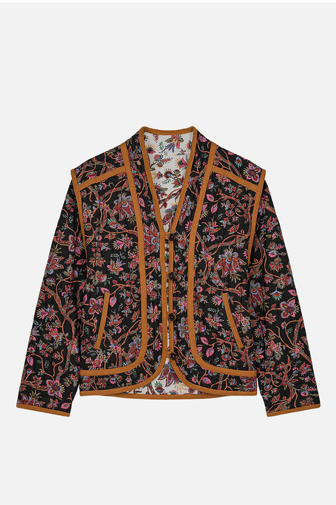 Louise Misha Nelina Black & Cream Floral Jacket - The Mercantile London