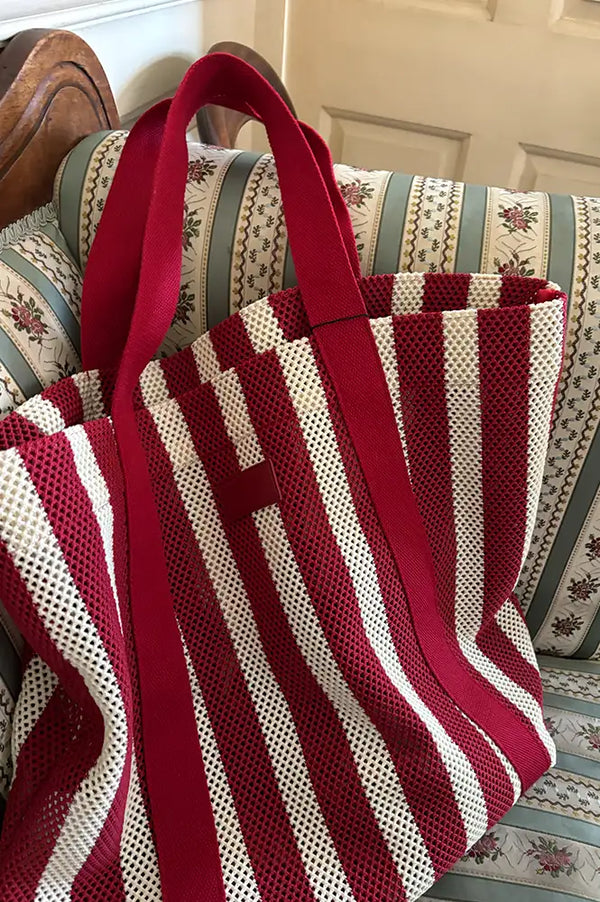 Nooki Hackney Red Mix Striped Shopper - The Mercantile London