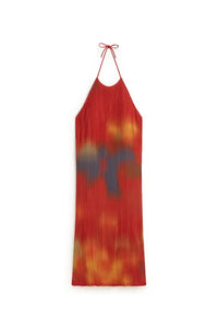 Thinking Mu Miriam Red Flowers Pleated Dress - The Mercantile London