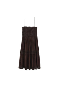 Crochet Lace Panelled Maxi Cami Dress: Brown / S - The Mercantile London