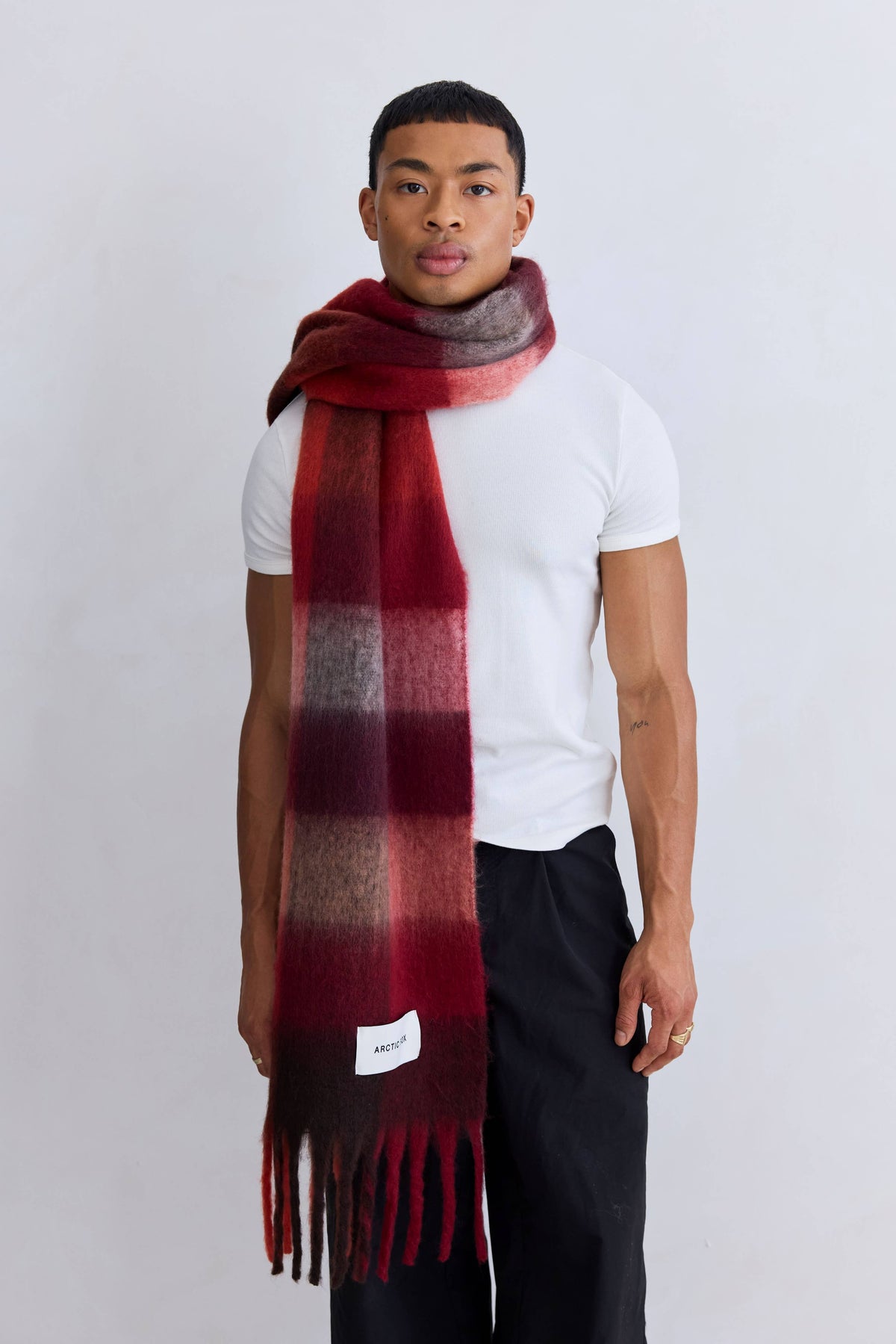 Arctic Fox Reykjavik Burgundy Check Scarf