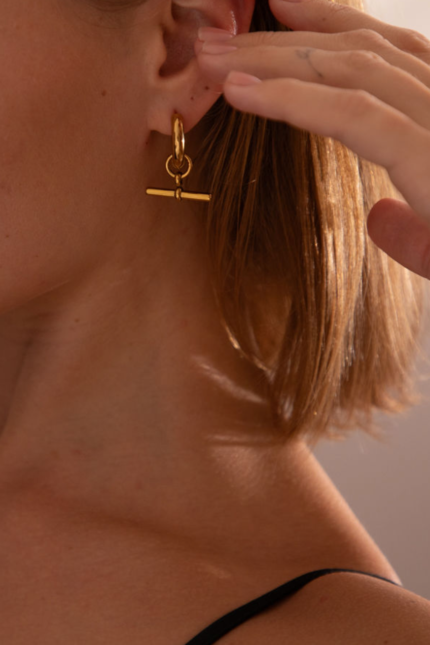 Lunar T Bar Hoop Earrings - The Mercantile London
