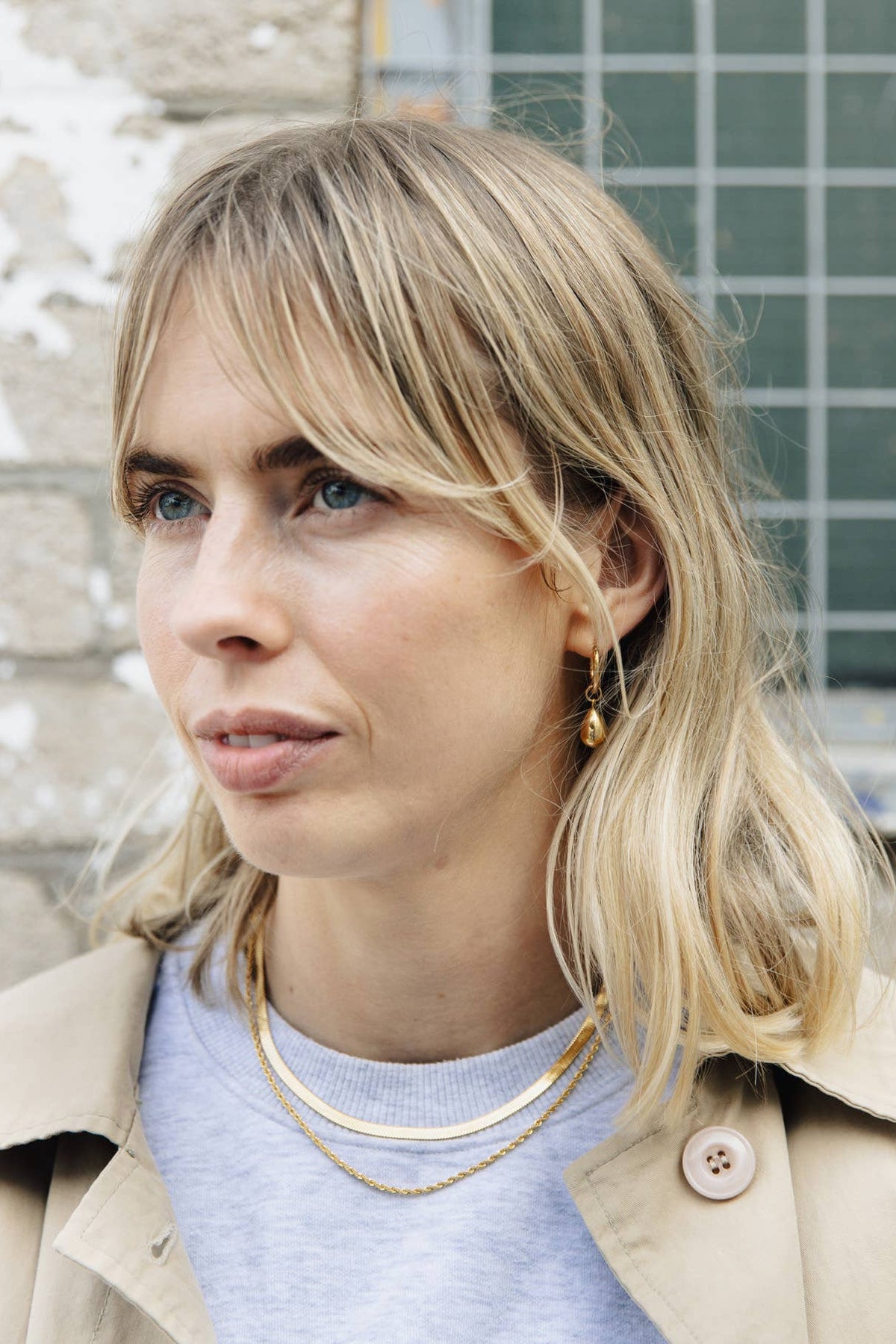 Nordic Muse Gold Drop Hoop Earrings