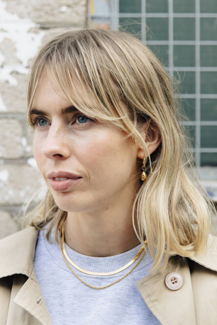 Nordic Muse Gold Drop Hoop Earrings - The Mercantile London