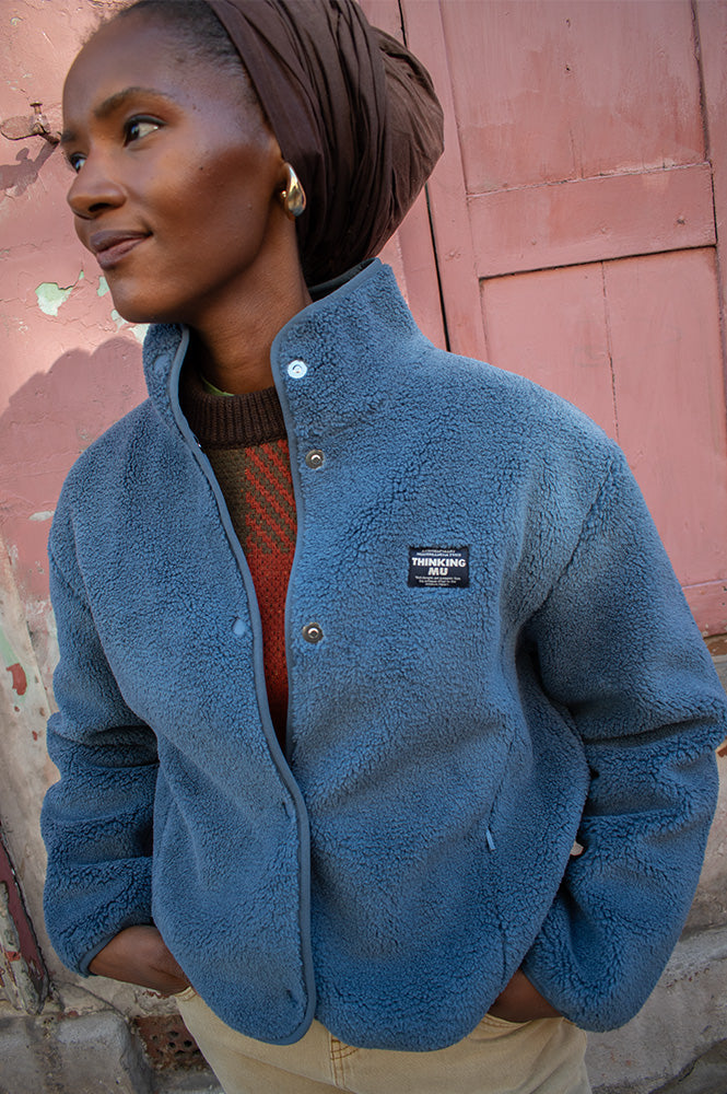 Thinking Mu Kourtney Fuzz Blue Jacket - The Mercantile London