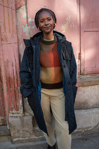 Stella Nova Navy Quilted Duffle Coat - The Mercantile London