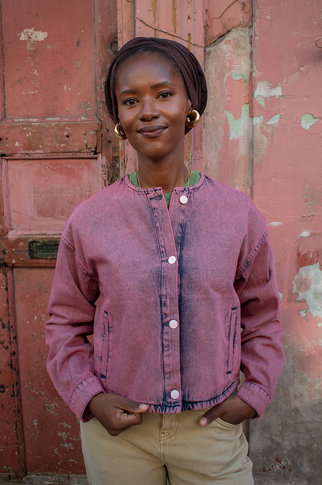 Numph Brooklyn Heather Rose Denim Jacket - The Mercantile London