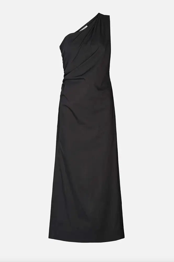 Rabens Saloner Aryana Black Papery One Shoulder Dress - The Mercantile London