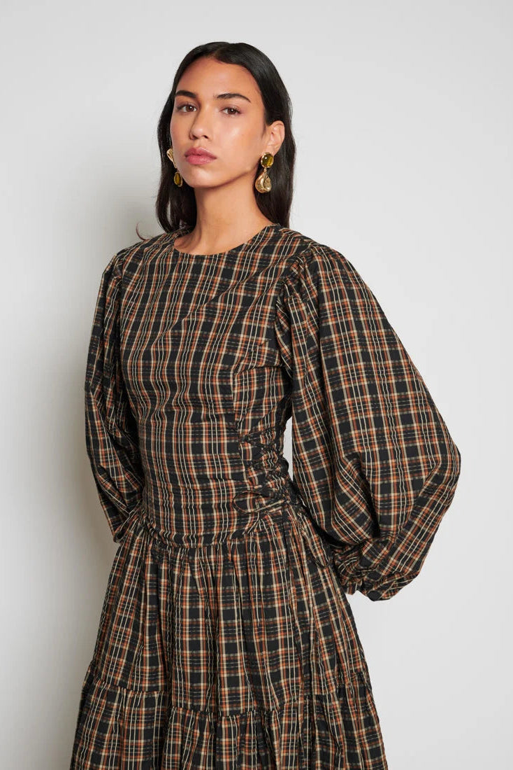 Ghospell Tamara Brown/ Black Midi Dress
