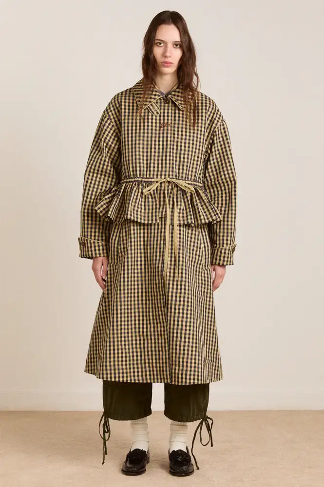 Damson Madder Myrtle Navy Gingham Detachable Trench Coat