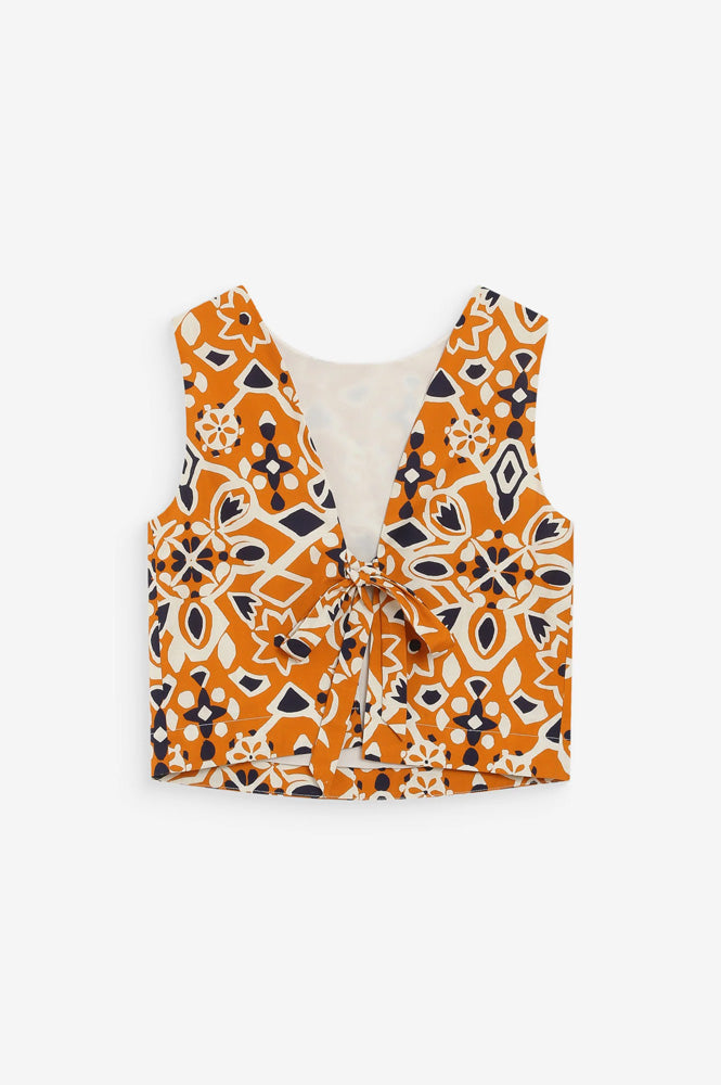 Grace & Mila Venise Cognac Printed Top - The Mercantile London