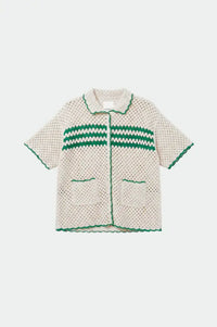 Indi & Cold Retro Green Crochet Shirt - The Mercantile London