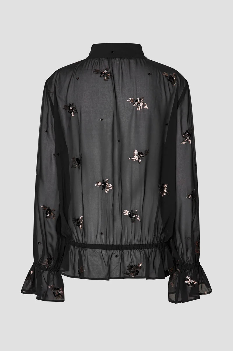 Second Female Luma Black Sequin Blouse