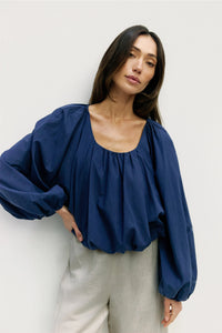 Mod Ref Jenna Navy Long Sleeve Bubble Top