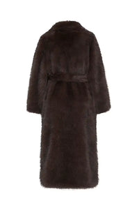ICHI Havuza Chocolate Brown Melange Fur Coat