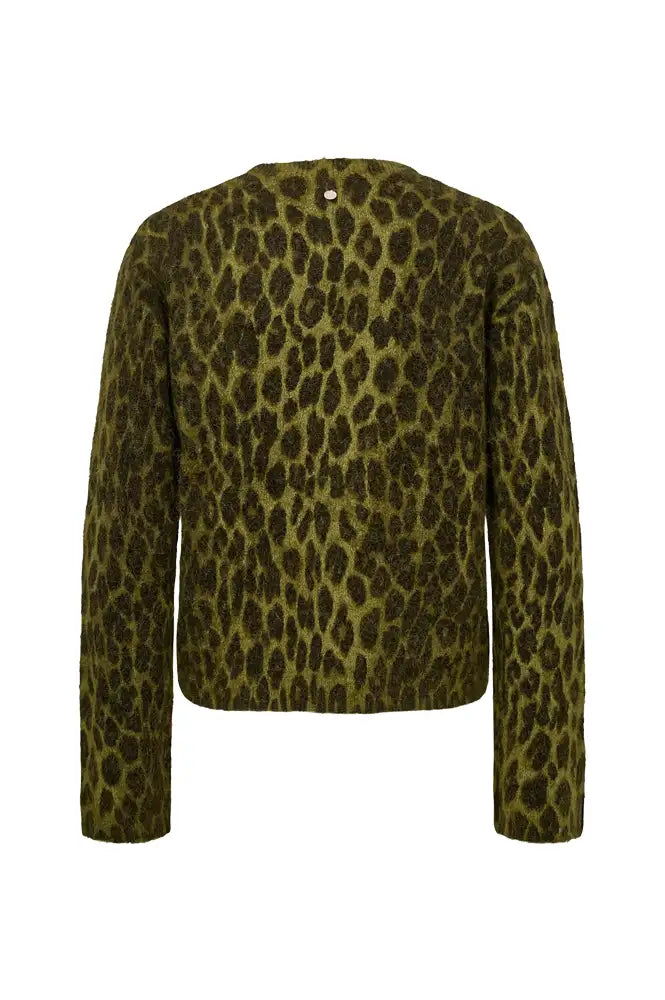 Numph Riette Calla Green Leopard Jumper