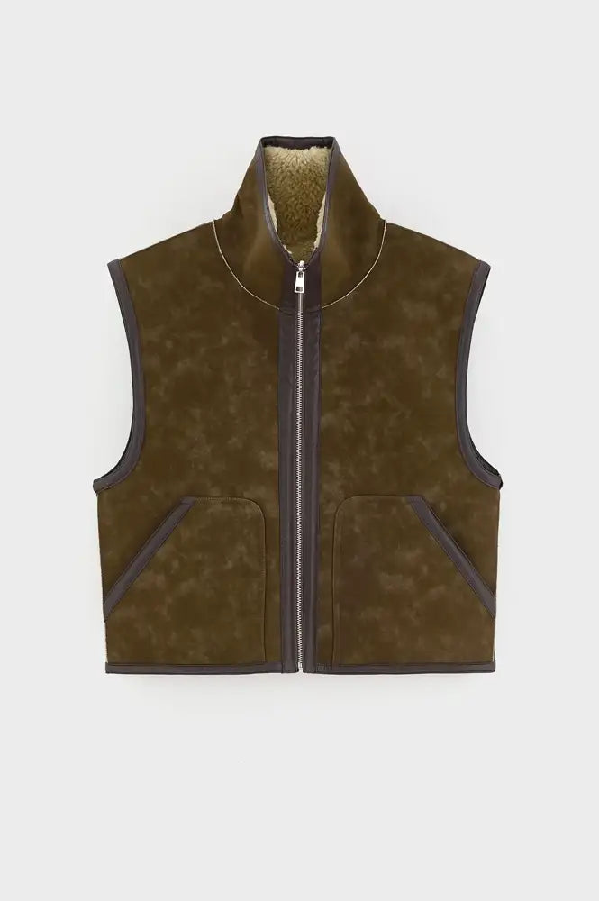 Bellerose Jonson Sheep Brown Reversible Sleeveless Jacket