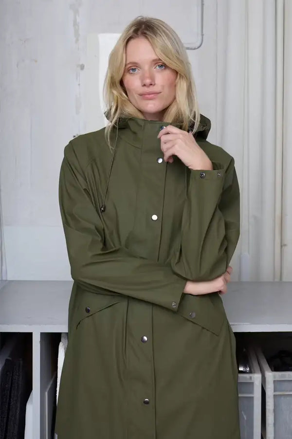 ICHI Tazi Kalamata Green Raincoat