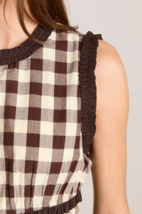 Damson Madder Everly Butter Gingham Ruffle Blouse