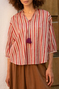 Zen Ethic Mia Miramar Pink Striped Blouse - The Mercantile London